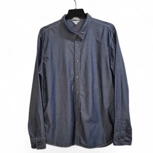 Calvin Klein Polished Chambray Men's Button Down Shirt With White Stitching‎ XL